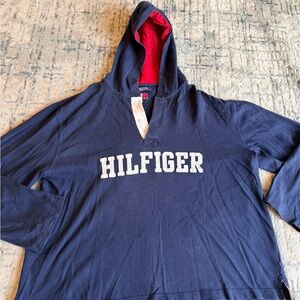 Vintage Tommy Hilfiger Navy Lightweight Hoodie – Size XL